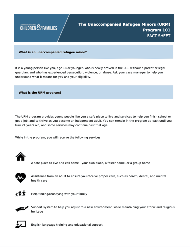 The Unaccompanied Refugee Minors (URM) Program 101